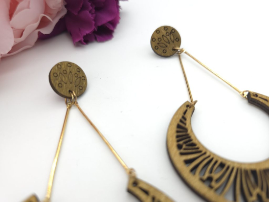 Boho Stil Holz Ohrringe mit Stecker